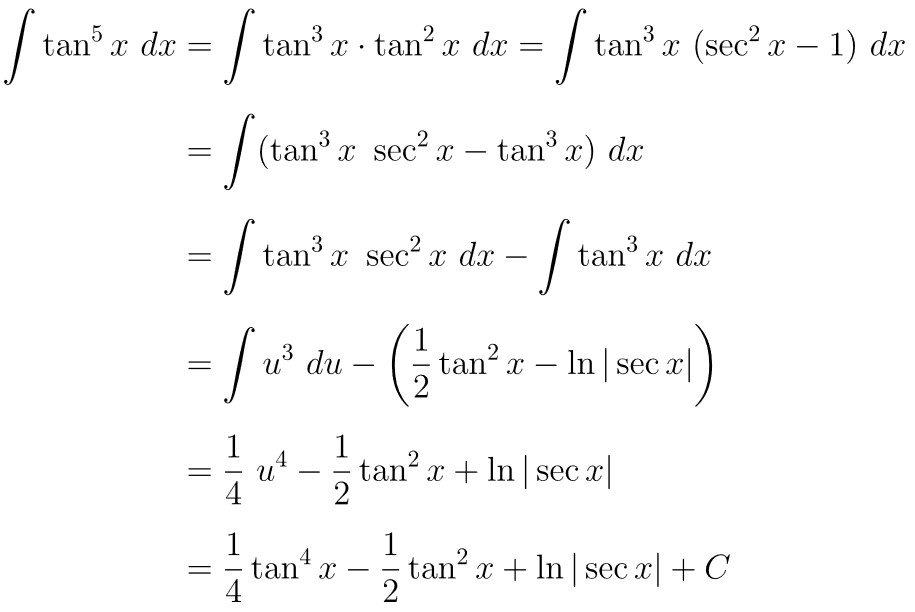 integral tan^5 x dx